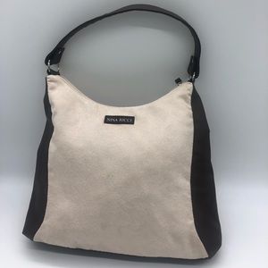 Nina Ricci Brown & Cream Suede Purse Shoulder Tote Bag